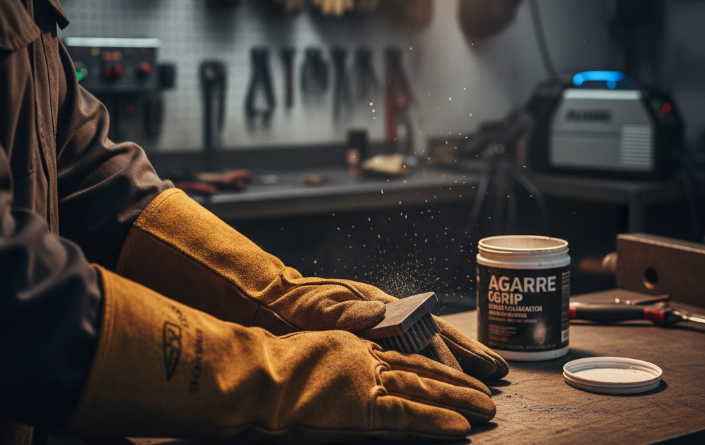 Lee más sobre el artículo Mantenimiento de guantes de soldadura: eliminación de residuos metálicos y regeneración de agarre